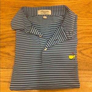Peter Millar Masters Striped Golf Polo Shirt- Medium Blue Atheisure Athletic